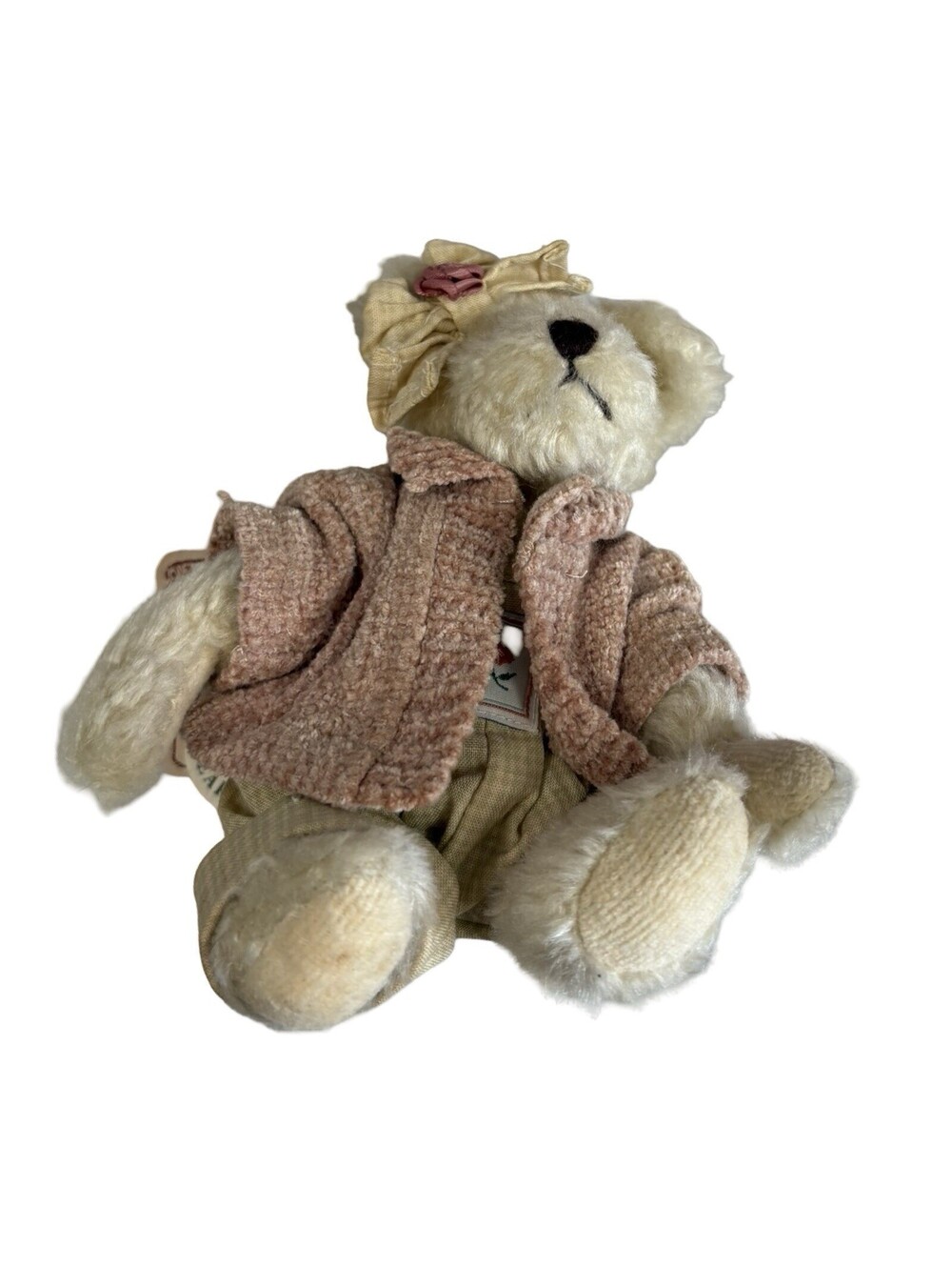 Boyds Bears & Friends Daisy Bloomengrows 7" Tall Pink Sweater & Overalls Bow🧸